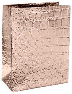 Пакет подарочный, 210гр, Кожа крокодила, Розовое Золото, Металлик, 15*12*7 см, 1 шт.